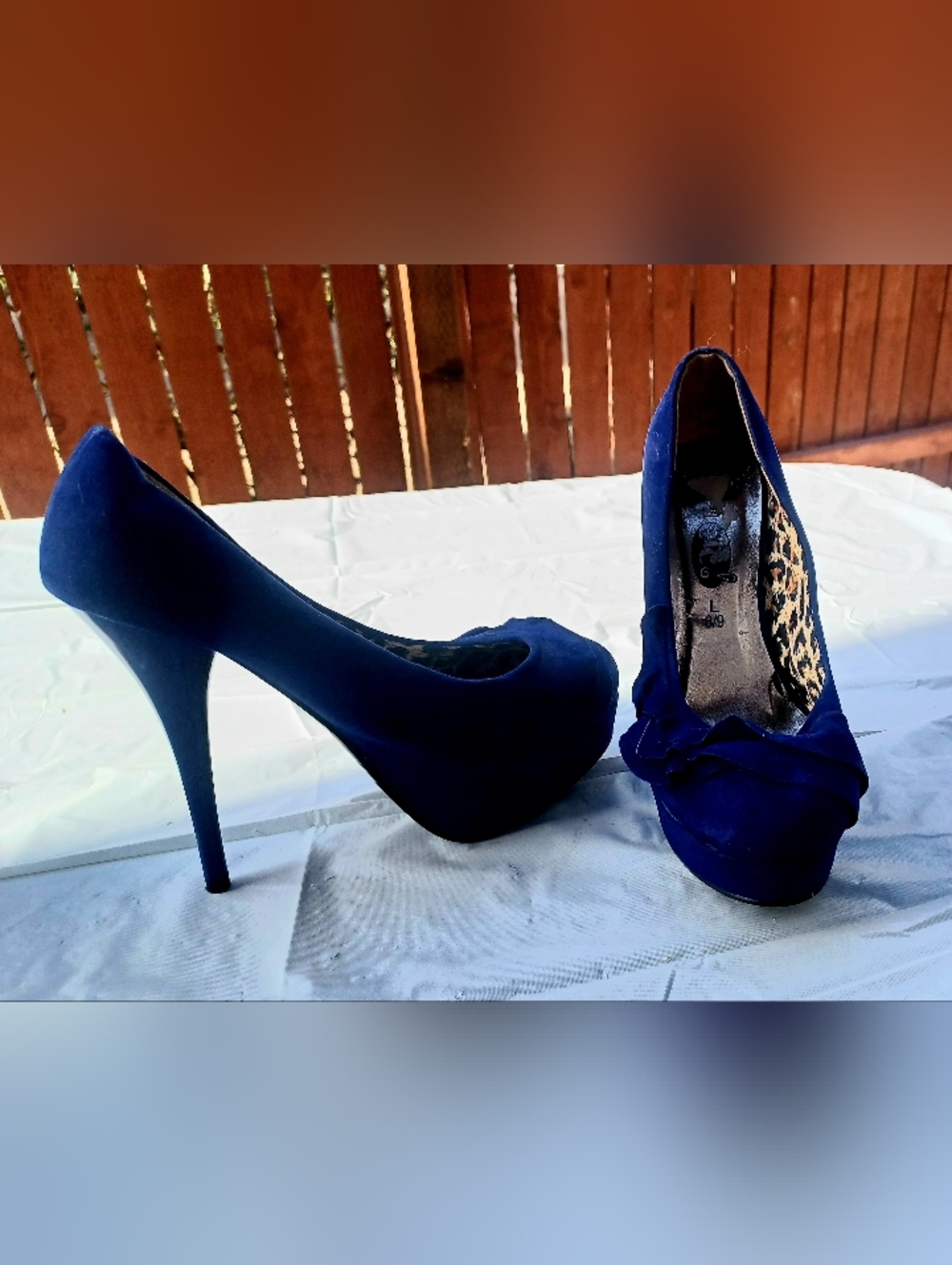 Rue21 Royal Blue Suede Platform Peep-Toe Heels